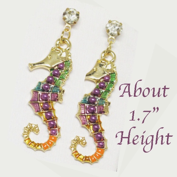 Multicolor Seahorse Earrings - Picture 3 of 5